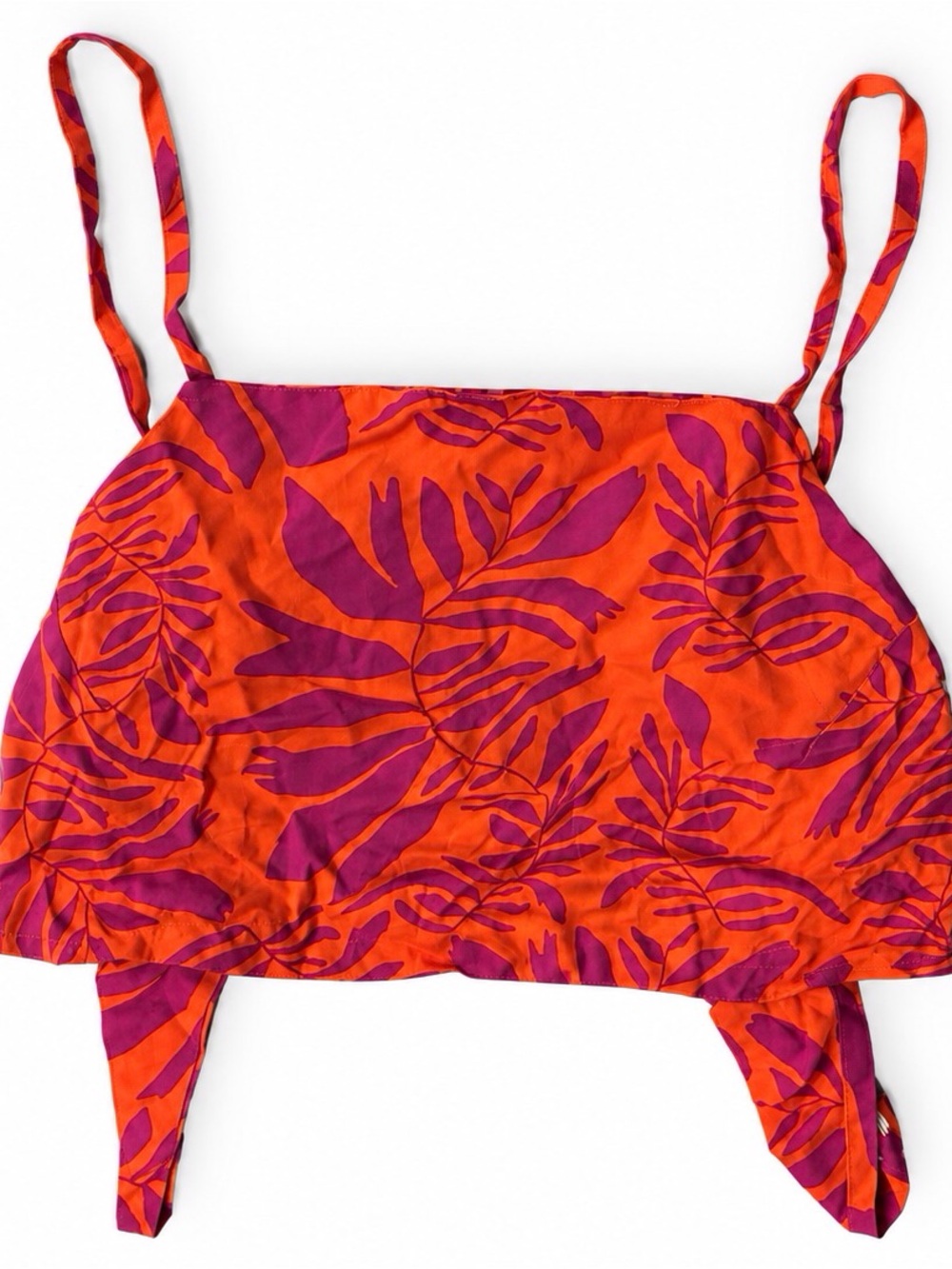 Women’s Orange & Magenta Leaf Print Cropped Tank Top